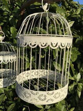 Vogelkäfig-Set, klein + groß rund, Metall, weiß